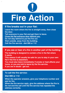 Fire action notice Stay Put message
